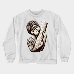 Afrocentric Woman Wooden Carving Crewneck Sweatshirt